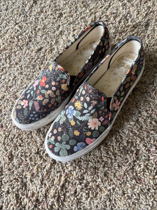 Keds Shoes - Keds Black Floral Slip-On Loafers with Multicolor Flowers